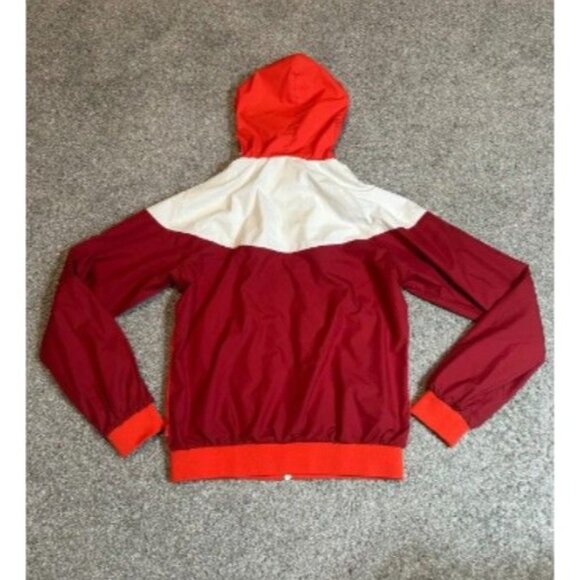 Nike Windrunner Women's Size Medium Red Maroon White Hooded Track Jacket - Picture 8 of 8